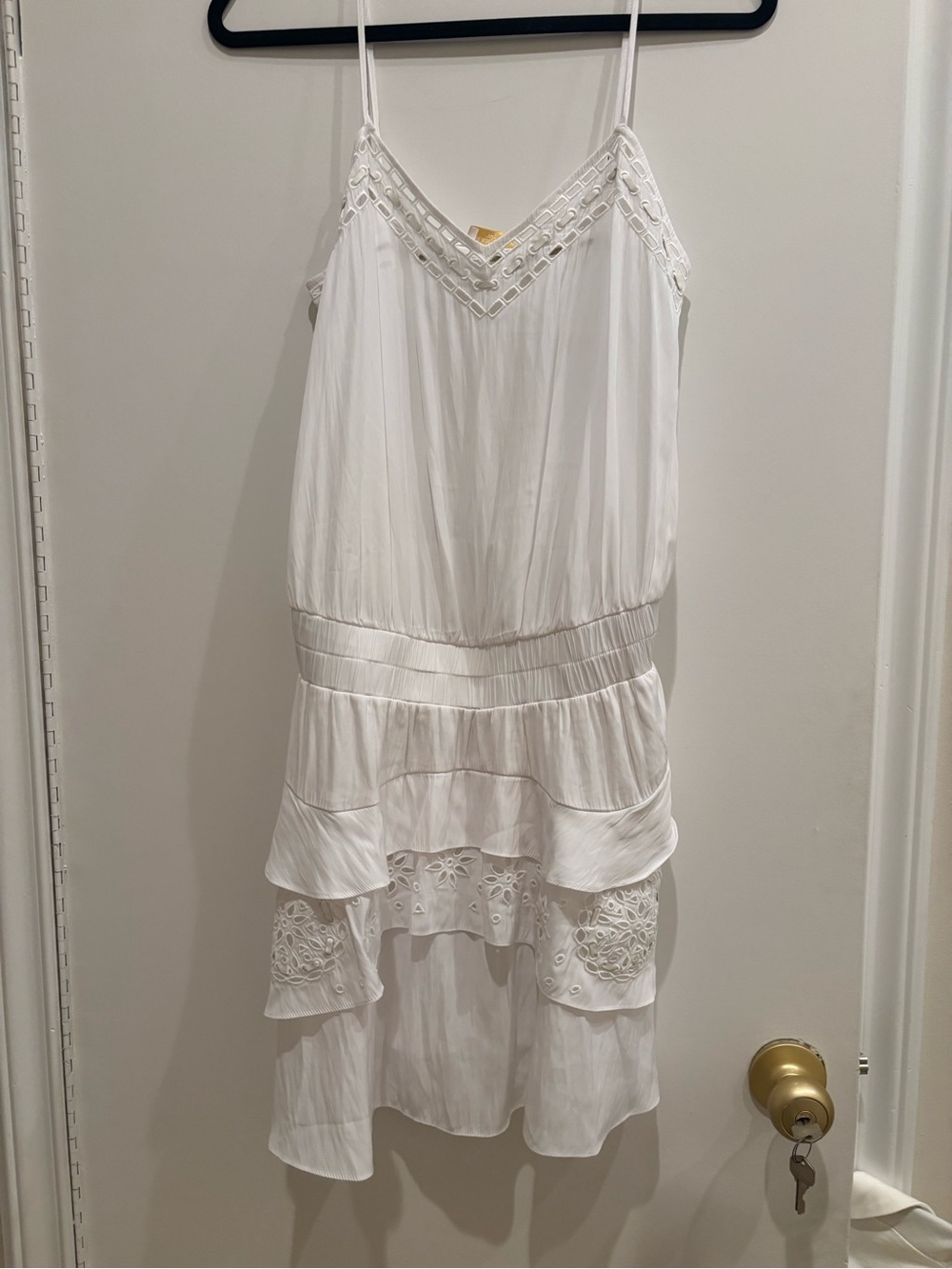 White Sleeveless cover up Dress - Elegant Spaghetti Strap Ramy Brook size S